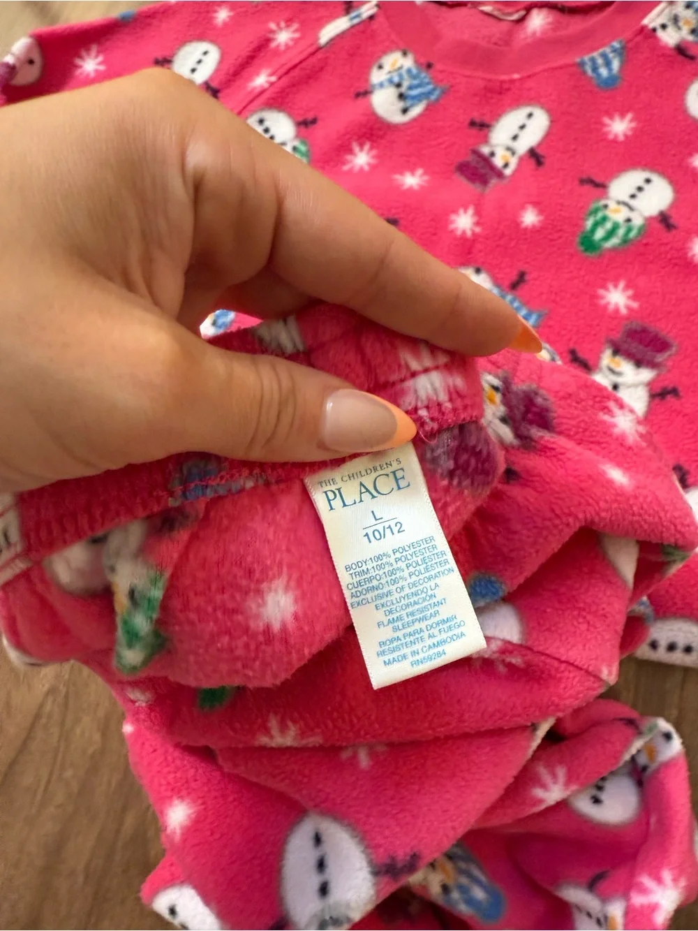 Very Warm The Children's Place Hot Pink Snowman Fleece Pajama Set